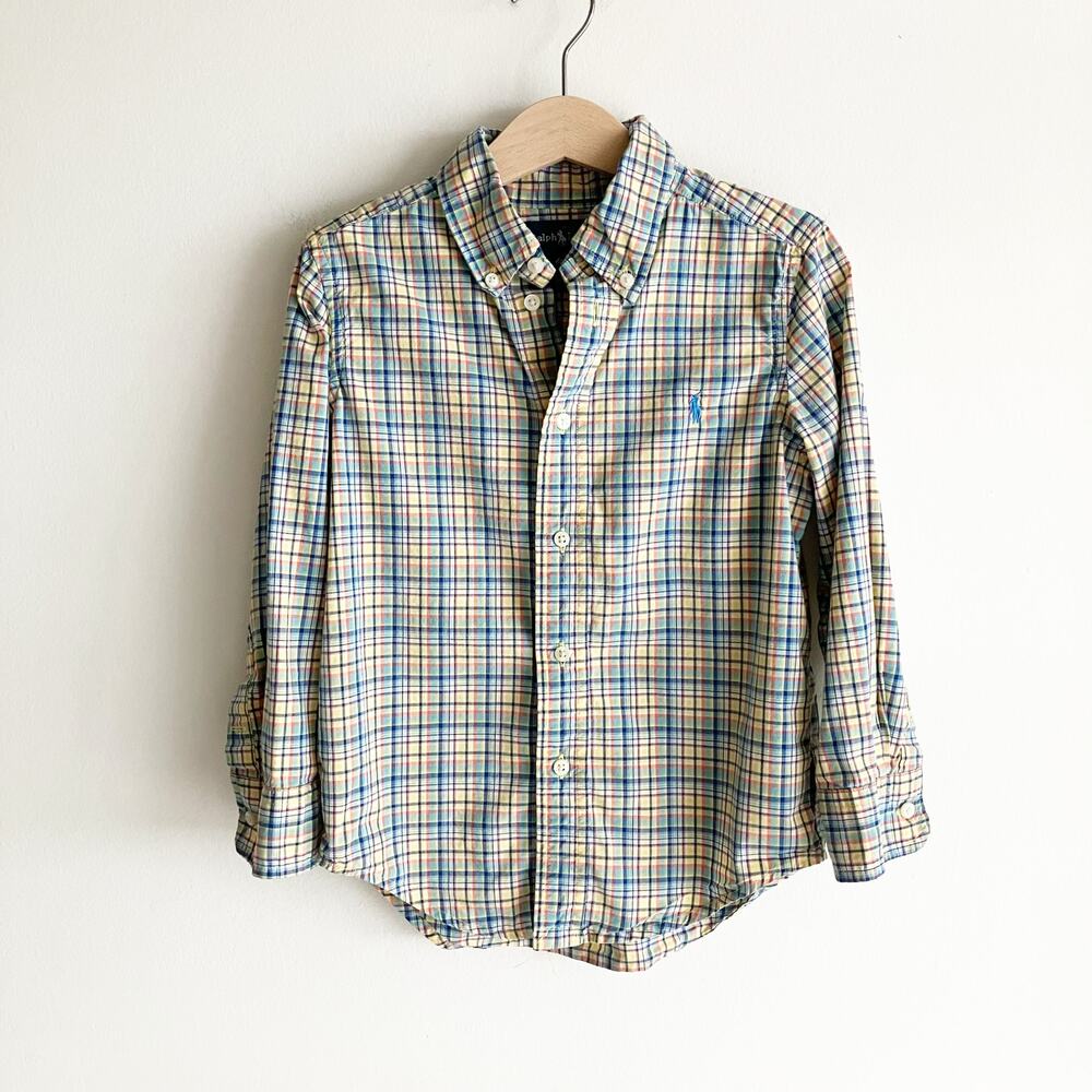 Ralph Lauren Boys 4T Shirt Plaid Long Sleeve Button Down Preppy Classic